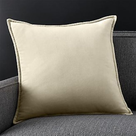 Set of Two Crate Barrel Velvet Velour Pillows + Down Feather Inserts Beige 20" - Picture 1 of 10